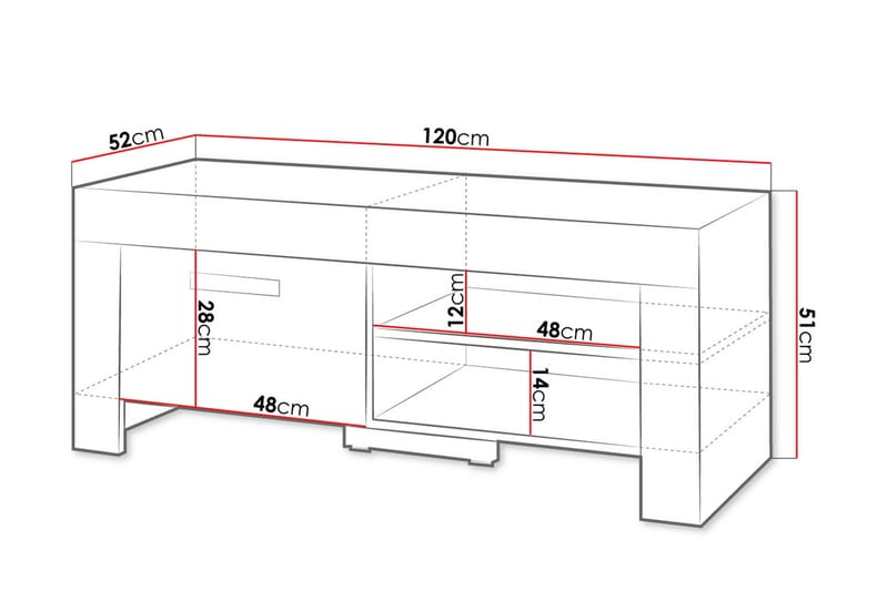 Cezar TV-benk 120x52x51 cm - Beige/Grå - Møbler - Mediamøbel & tv møbel - TV-benk & mediabenk