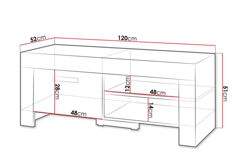 Cezar TV-benk 120x52x51 cm - Beige/Grå - TV-benk & mediabenk