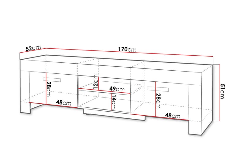 Cezar TV-benk 170x52x51 cm - Beige/Grå - Møbler - Mediamøbel & tv møbel - TV-benk & mediabenk
