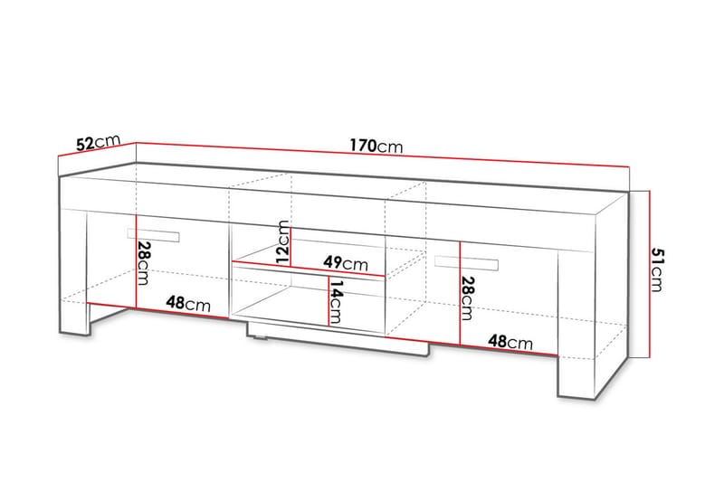 Cezar TV-benk 170x52x51 cm - Beige/Grå - TV-benk & mediabenk