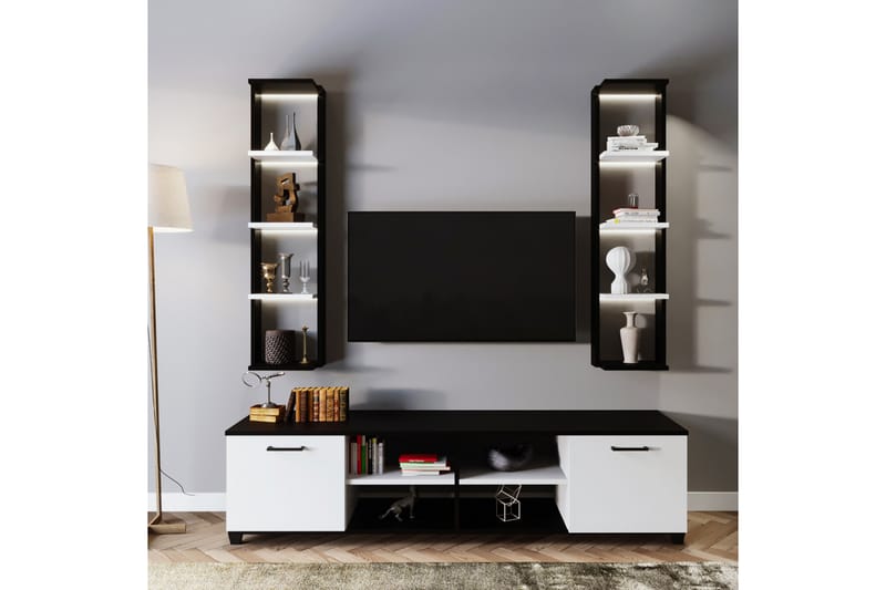 Clelles TV-benk 180 cm - Svart/Hvit - Møbler - Mediamøbel & tv møbel - TV-benk & mediabenk
