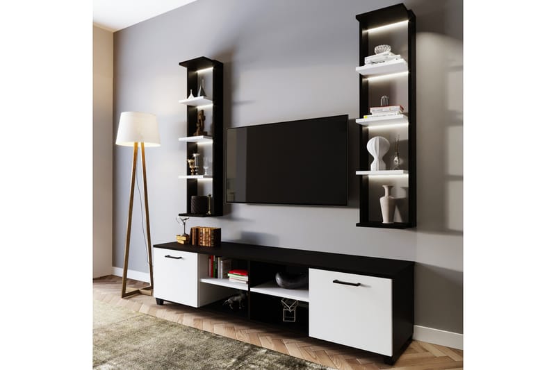 Clelles TV-benk 180 cm - Svart/Hvit - Møbler - Mediamøbel & tv møbel - TV-benk & mediabenk