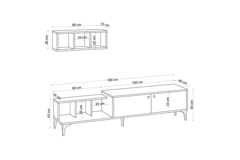 Comceal Tv-benk 180 cm - Natur/Hvit - TV-benk & mediabenk