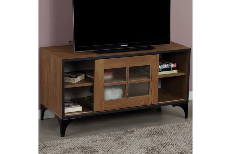 Comfortale Gulvstående Tv-benk 100 cm med Oppbevaring i Mørkt Tre - Brun - Møbler - Mediamøbel & tv møbel - TV-benk & mediabenk