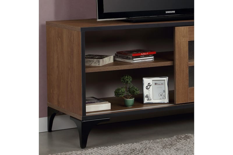 Comfortale Gulvstående Tv-benk 100 cm med Oppbevaring i Mørkt Tre - Brun - Møbler - Mediamøbel & tv møbel - TV-benk & mediabenk