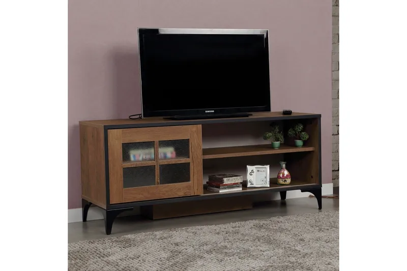 Comfortale Gulvstående TV-benk 125 cm med Oppbevaring i Mørkt Tre - Brun - Møbler - Mediamøbel & tv møbel - TV-benk & mediabenk