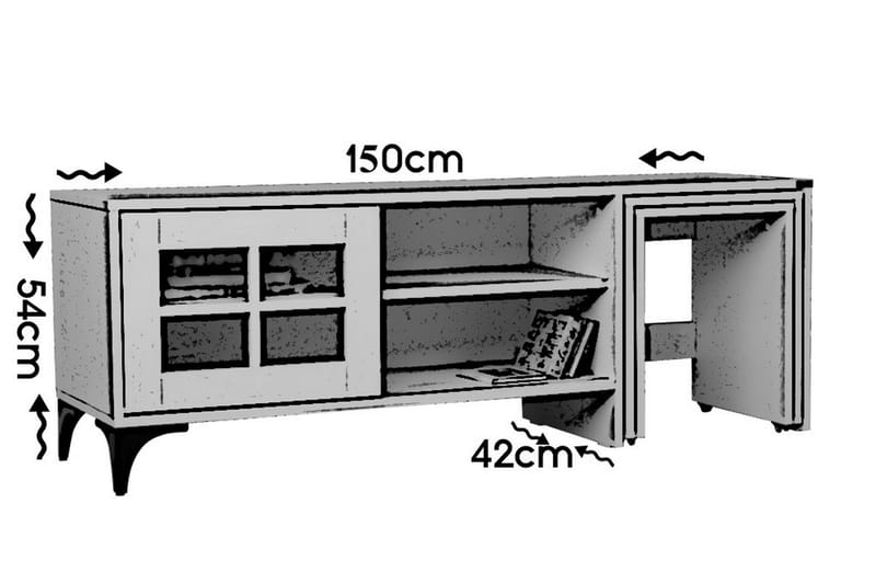 Comfortale Gulvstående TV-benk 150 cm med Oppbevaring og Hjul i Mørkt Tre - Brun - Møbler - Mediamøbel & tv møbel - TV-benk & mediabenk