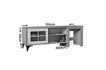 Comfortale Gulvstående TV-benk med Hjul 150 cm med Oppbevaring i Malt Tre - Hvit - Møbler - Mediamøbel & tv møbel - TV-benk & mediabenk