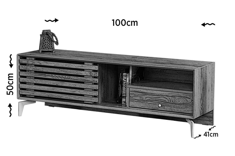 Comfortale TV-benk 100 cm - Grå Tre - TV-benk & mediabenk