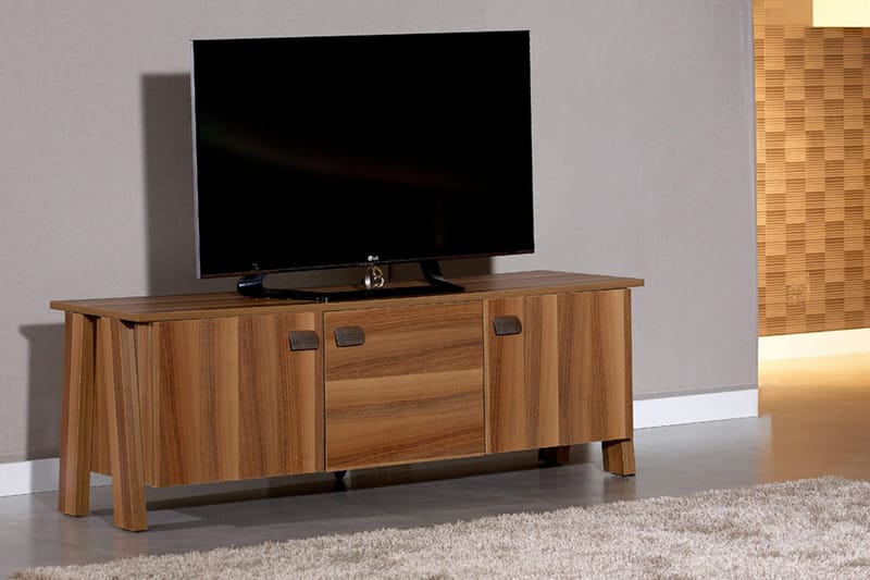 Comfortale TV-benk 144 cm med Oppbevaring i Mørkt Tre - Brun - Møbler - Mediamøbel & tv møbel - TV-benk & mediabenk