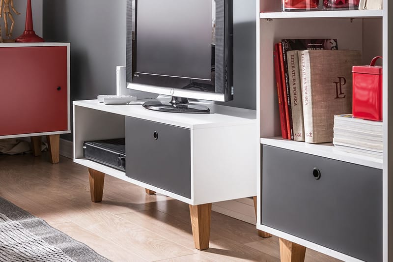 Concept TV-benk Hvit/Natur - Hvit/Mørkegrå/tre/natur - Møbler - Mediamøbel & tv møbel - TV-benk & mediabenk