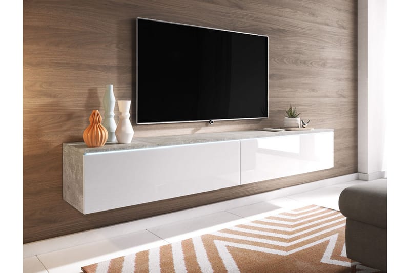 Cuguen TV-benk 180 cm - Hvit/Grå - Møbler - Mediamøbel & tv møbel - TV-benk & mediabenk