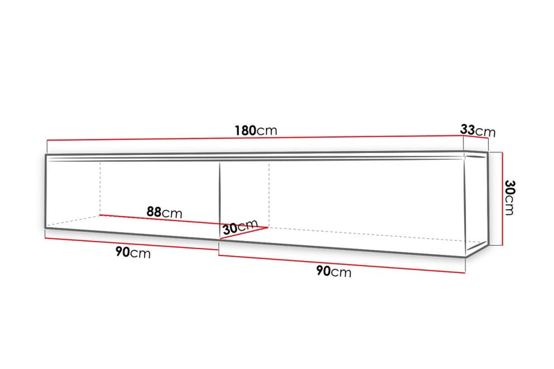 Cuguen TV-benk 180 cm LED-belysning - Tre/Natur|Hvit|Hvit LED - TV-benk & mediabenk