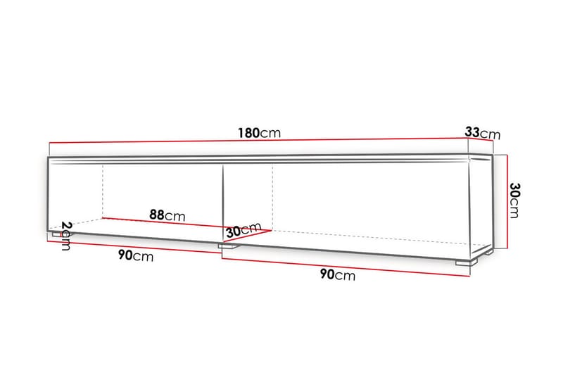 Cuguen TV-benk 180 cm LED - Grå/Hvit - Møbler - Mediamøbel & tv møbel - TV-benk & mediabenk