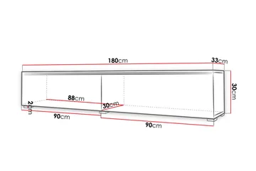 Cuguen TV-benk 180x32x30 cm - Grå/Hvit - Møbler - Mediamøbel & tv møbel - TV-benk & mediabenk