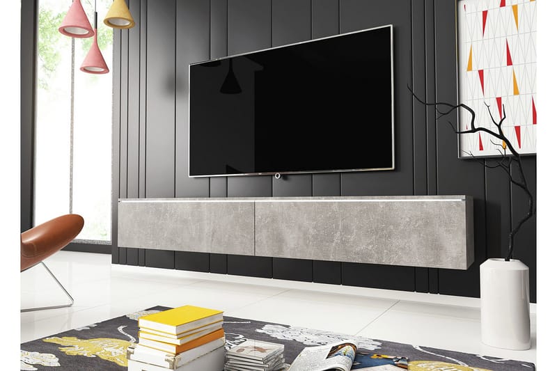 Cuguen TV-benk 180x32x30 cm - Grå/Hvit - Møbler - Mediamøbel & tv møbel - TV-benk & mediabenk