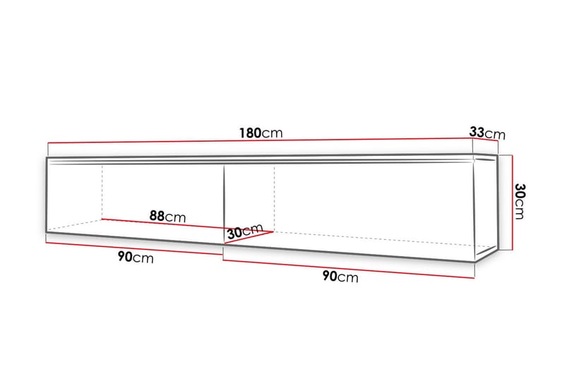 Cuguen TV-benk 180x32x30 cm - Grå/Hvit - Møbler - Mediamøbel & tv møbel - TV-benk & mediabenk