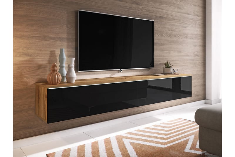 Cuguen Tv-skap 180 cm - Natur/Svart - Møbler - Mediamøbel & tv møbel - TV-benk & mediabenk