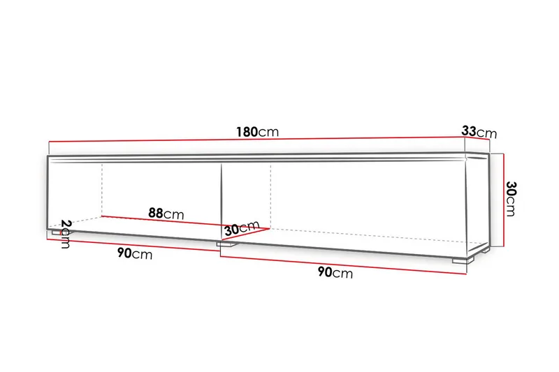 Cuguen Veggmontert Svevende TV-benk 180 cm med Oppbevaring i Malt Tre - Svart - Møbler - Mediamøbel & tv møbel - TV-benk & mediabenk