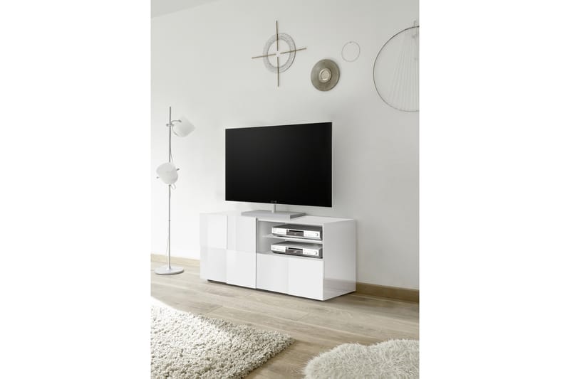 Dama TV-benk 121 cm - Hvit Høyglanslack - Møbler - Mediamøbel & tv møbel - TV-benk & mediabenk
