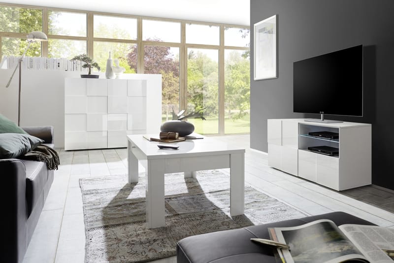 Dama TV-benk 121 cm - Hvit Høyglanslack - Møbler - Mediamøbel & tv møbel - TV-benk & mediabenk