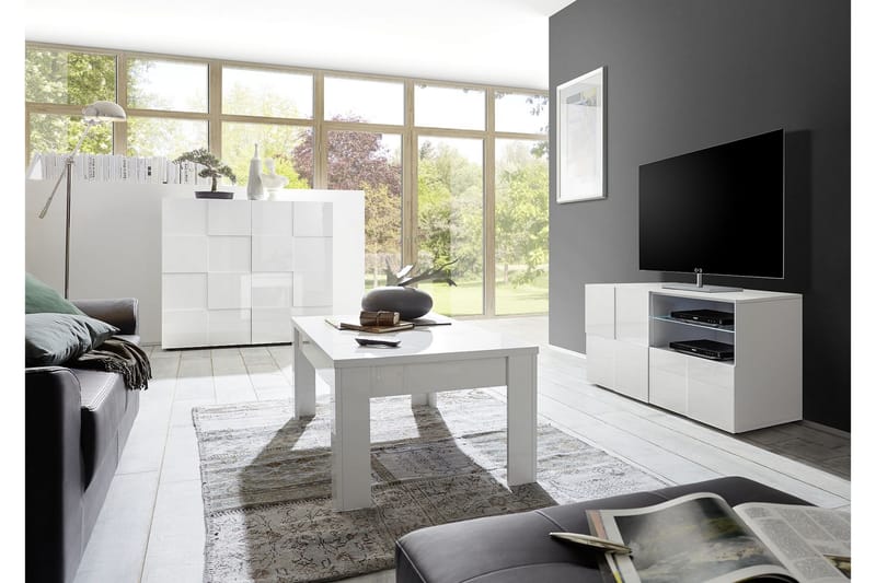 Dama TV-benk 121 cm - Hvit Høyglanslack - Møbler - Mediamøbel & tv møbel - TV-benk & mediabenk