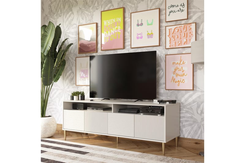 Daphne Tv-benk 158,5x50 cm Hvit - Dorel Home - Møbler - Mediamøbel & tv møbel - TV-benk & mediabenk