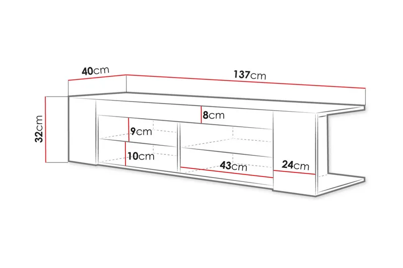 Davalos Tv-benk 137 cm - Eik - Møbler - Mediamøbel & tv møbel - TV-benk & mediabenk