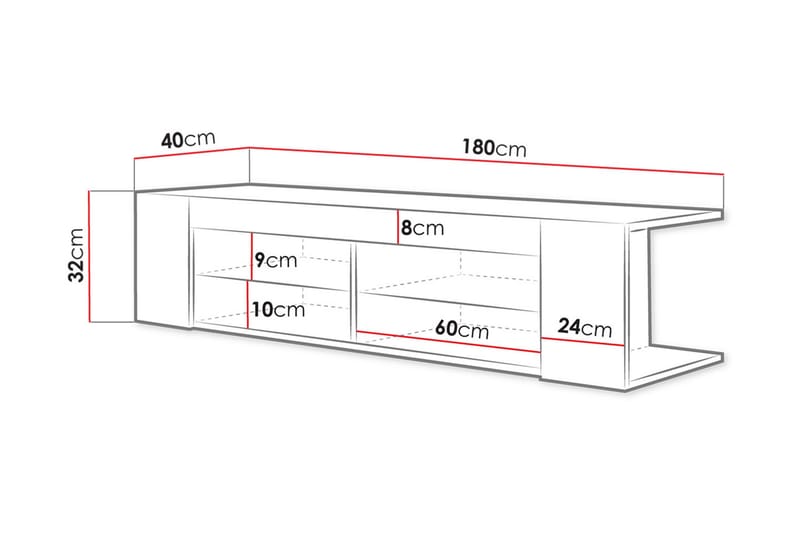 Davalos Tv-benk 180 cm - Eik - Møbler - Mediamøbel & tv møbel - TV-benk & mediabenk