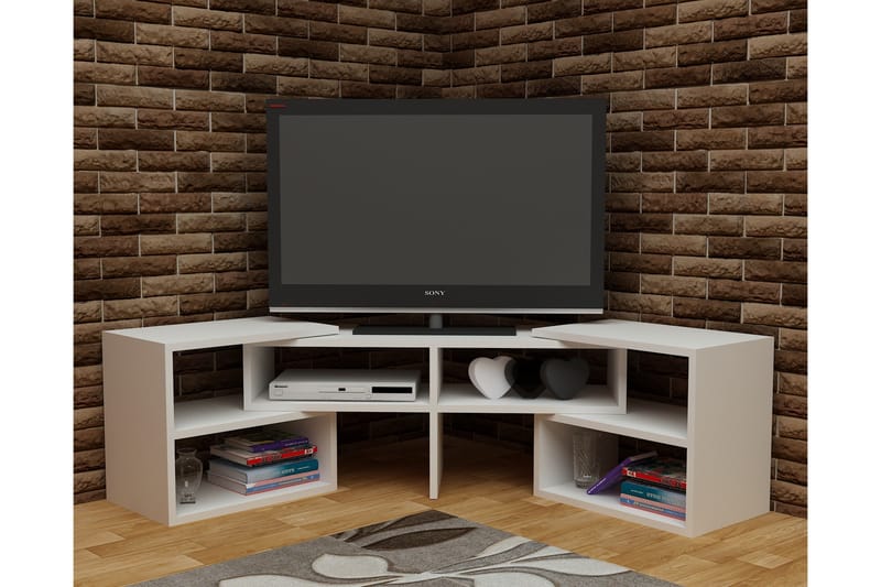 Decorotika Gulvstående Uttrekkbar TV-benk 136 cm med Oppbevaring i Malt Tre - Hvit - Møbler - Mediamøbel & tv møbel - TV-benk & mediabenk