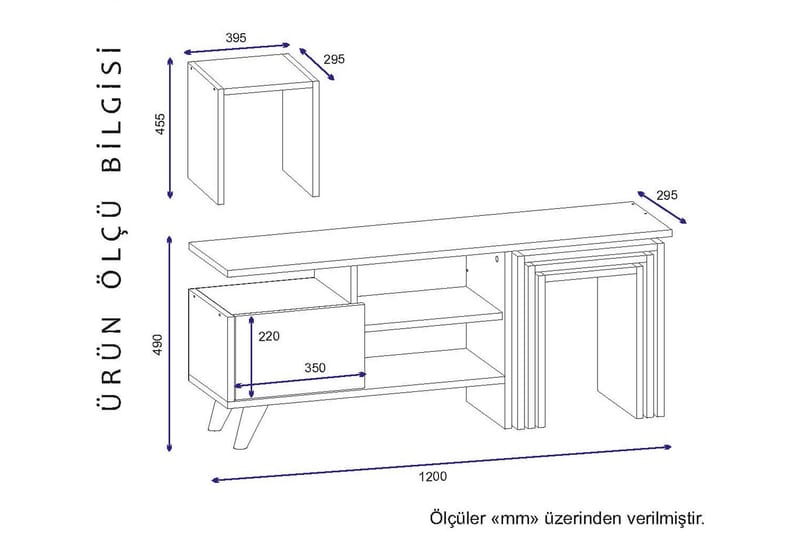 Decorotika TV-benk 120 cm - Hvit/Valnøtt - TV-benk & mediabenk