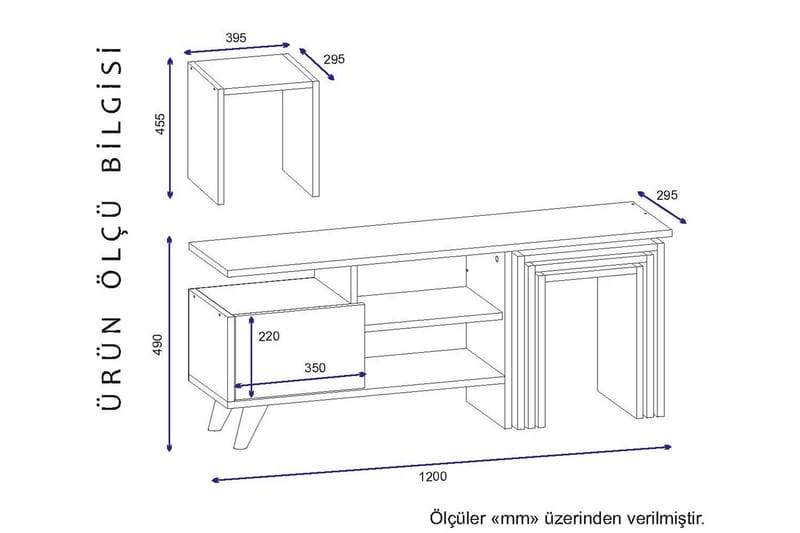 Decorotika TV-benk 120 cm - Hvit/Valnøtt - Møbler - Mediamøbel & tv møbel - TV-benk & mediabenk