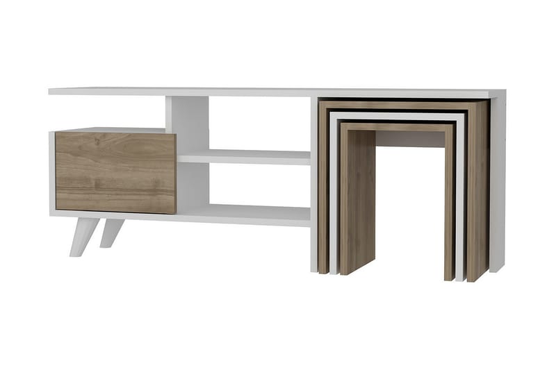 Decorotika TV-benk 120 cm - Hvit/Valnøtt - Møbler - Mediamøbel & tv møbel - TV-benk & mediabenk