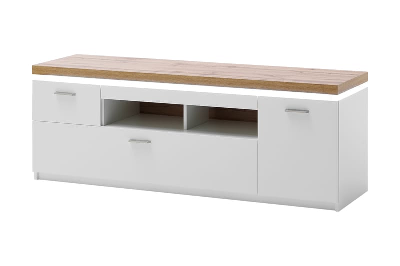 Degaust TV-benk 156 cm - Hvit/Eik - Møbler - Mediamøbel & tv møbel - TV-benk & mediabenk