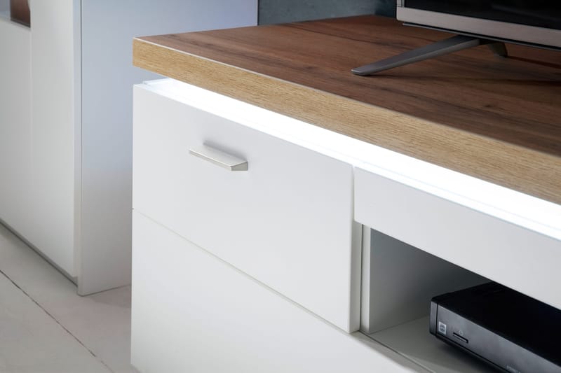 Degaust TV-benk 156 cm - Hvit/Eik - Møbler - Mediamøbel & tv møbel - TV-benk & mediabenk