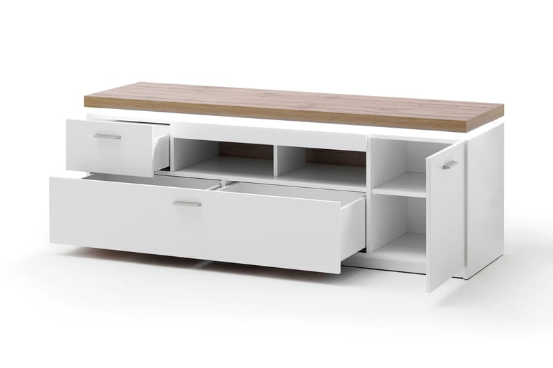 Degaust TV-benk 156 cm - Hvit/Eik - Møbler - Mediamøbel & tv møbel - TV-benk & mediabenk