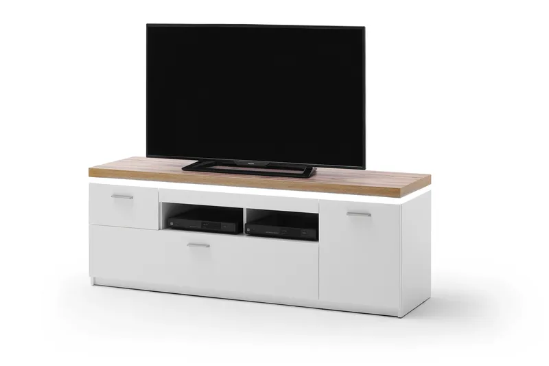 Degaust TV-benk 156 cm - Hvit/Eik - Møbler - Mediamøbel & tv møbel - TV-benk & mediabenk