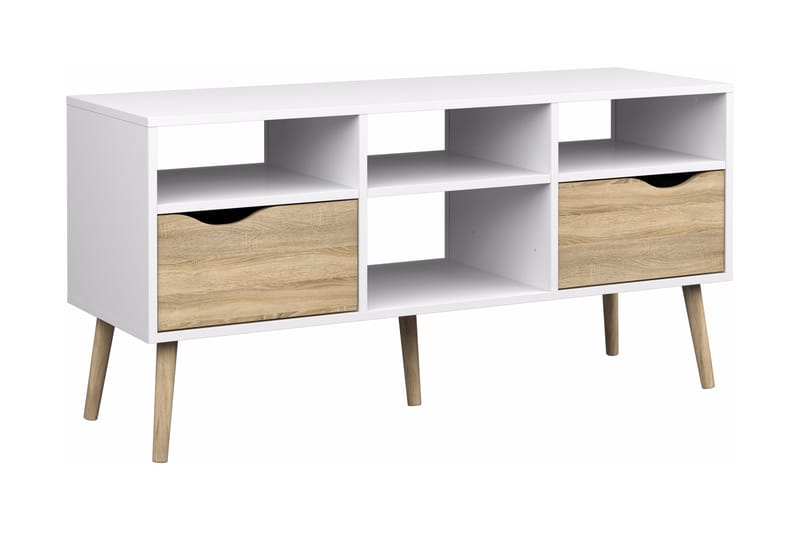 Delta TV-benk 117 cm - Hvit/Eik - Møbler - Mediamøbel & tv møbel - TV-benk & mediabenk