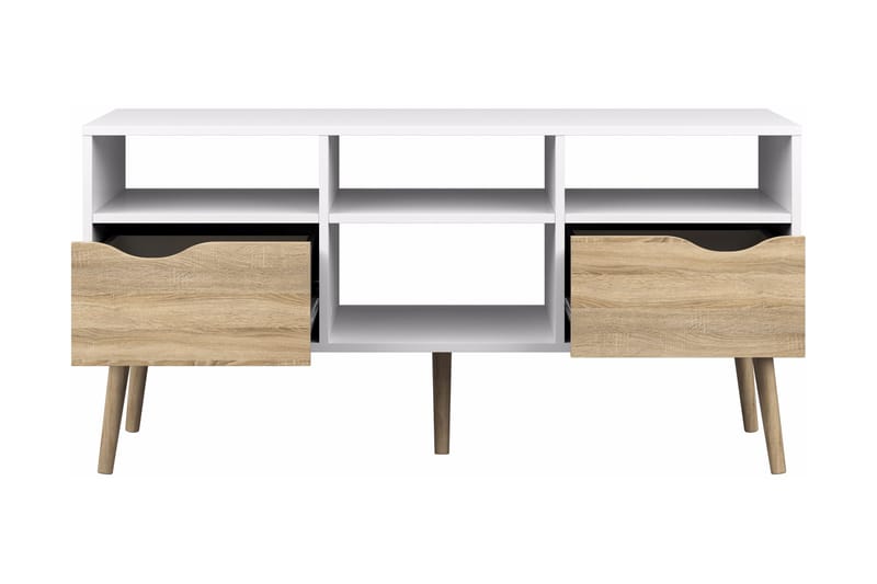 Delta TV-benk 117 cm - Hvit/Eik - Møbler - Mediamøbel & tv møbel - TV-benk & mediabenk