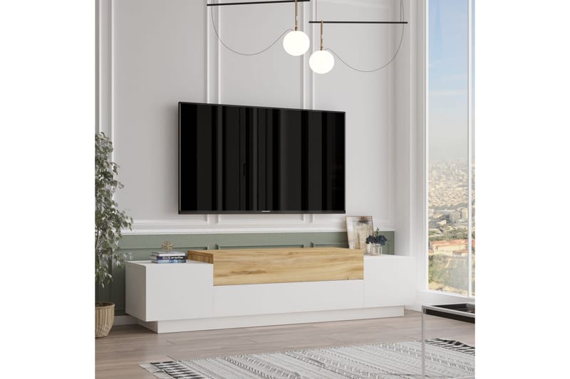 Denhamsi Tv-benk 160 cm - Natur/Hvit - TV-benk & mediabenk