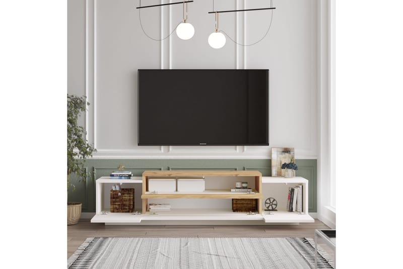 Denhamsi Tv-benk 160 cm - Natur/Hvit - TV-benk & mediabenk