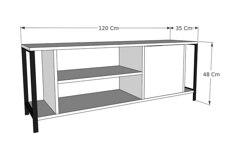 Desgrar Tv-benk 120x54 cm - Hvit - TV-benk & mediabenk