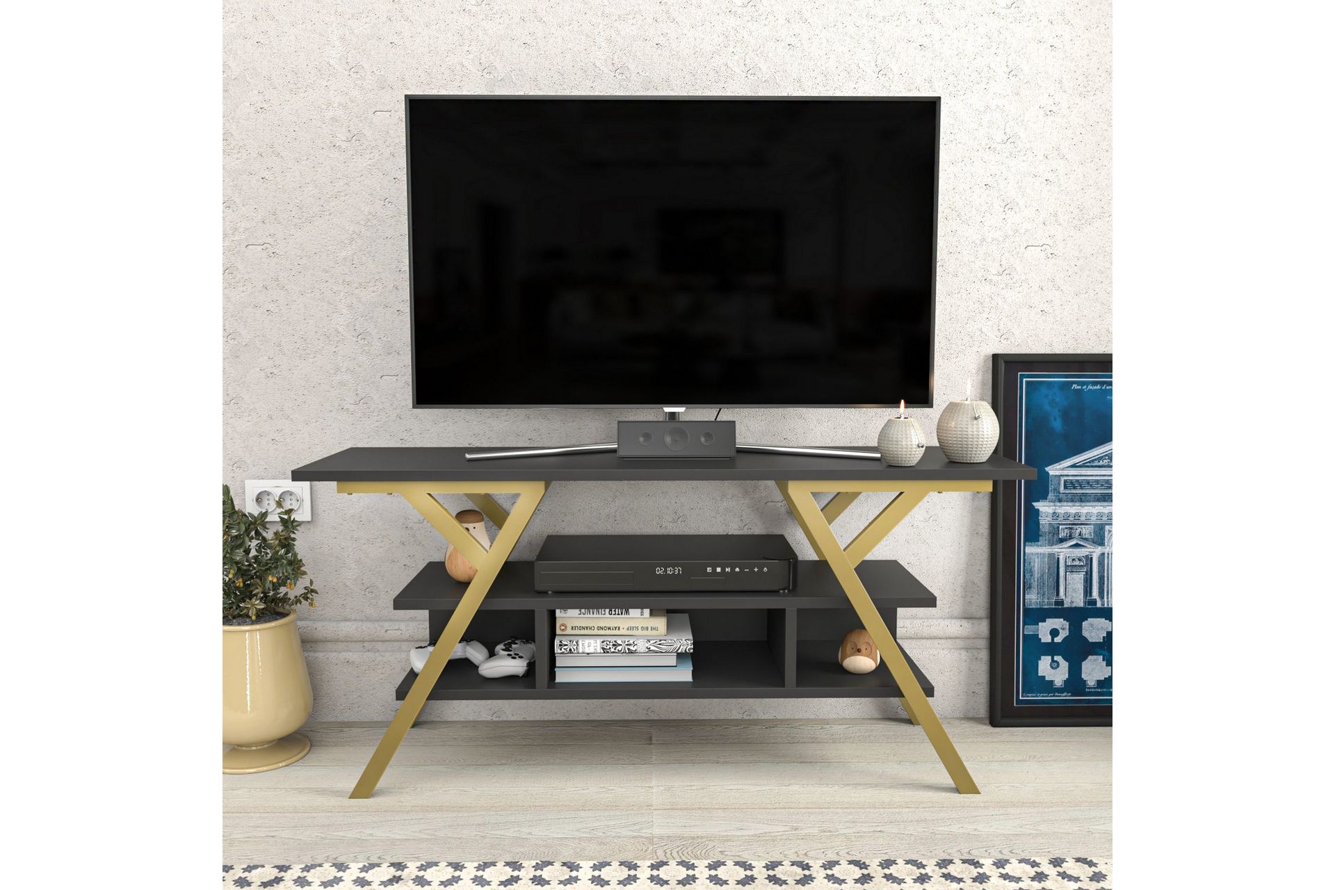 Desgrar Tv-benk 120x55 cm - Gull - Møbler - Mediamøbel & tv møbel - TV-benk & mediabenk