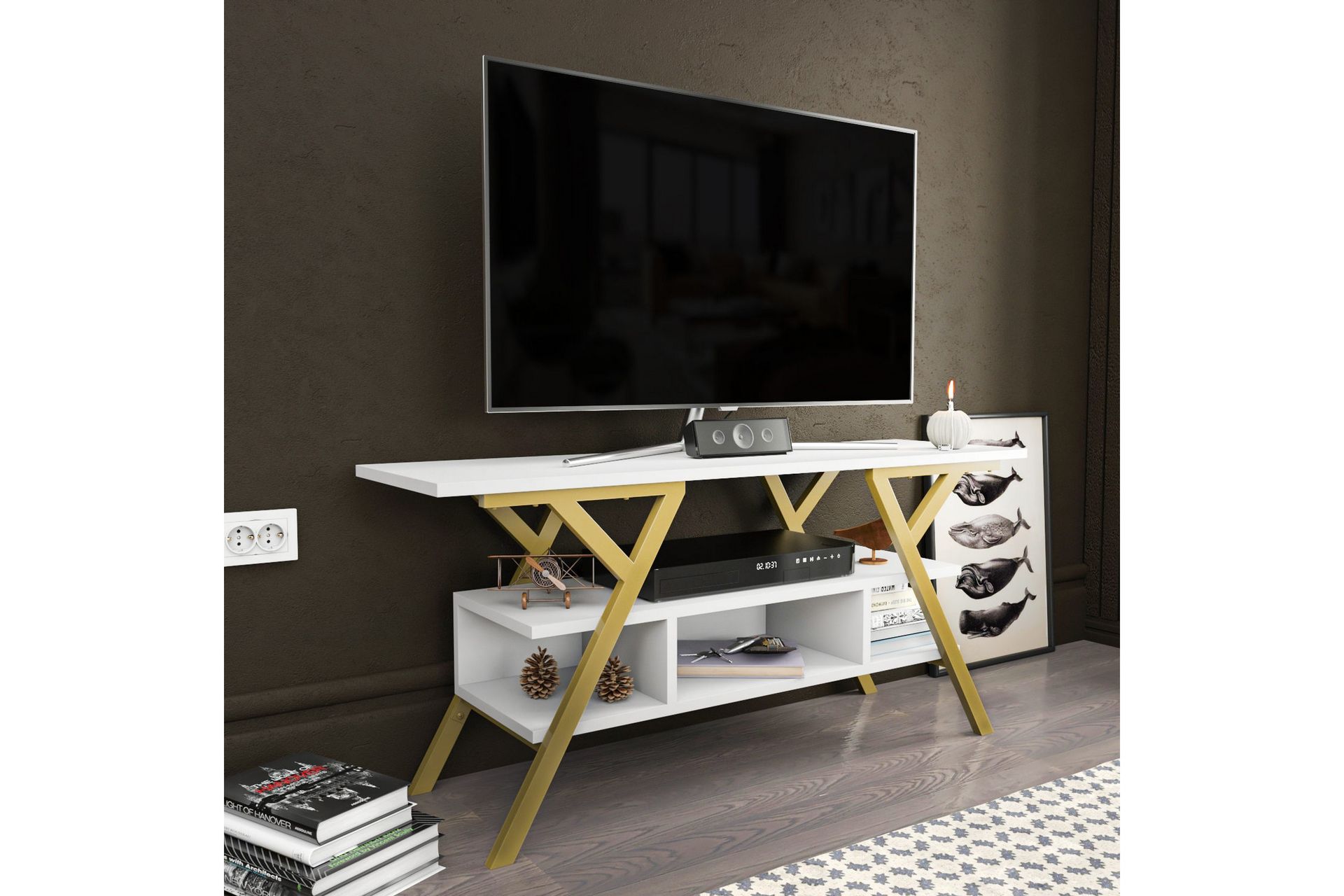 Desgrar Tv-benk 120x55 cm - Gull - Møbler - Mediamøbel & tv møbel - TV-benk & mediabenk