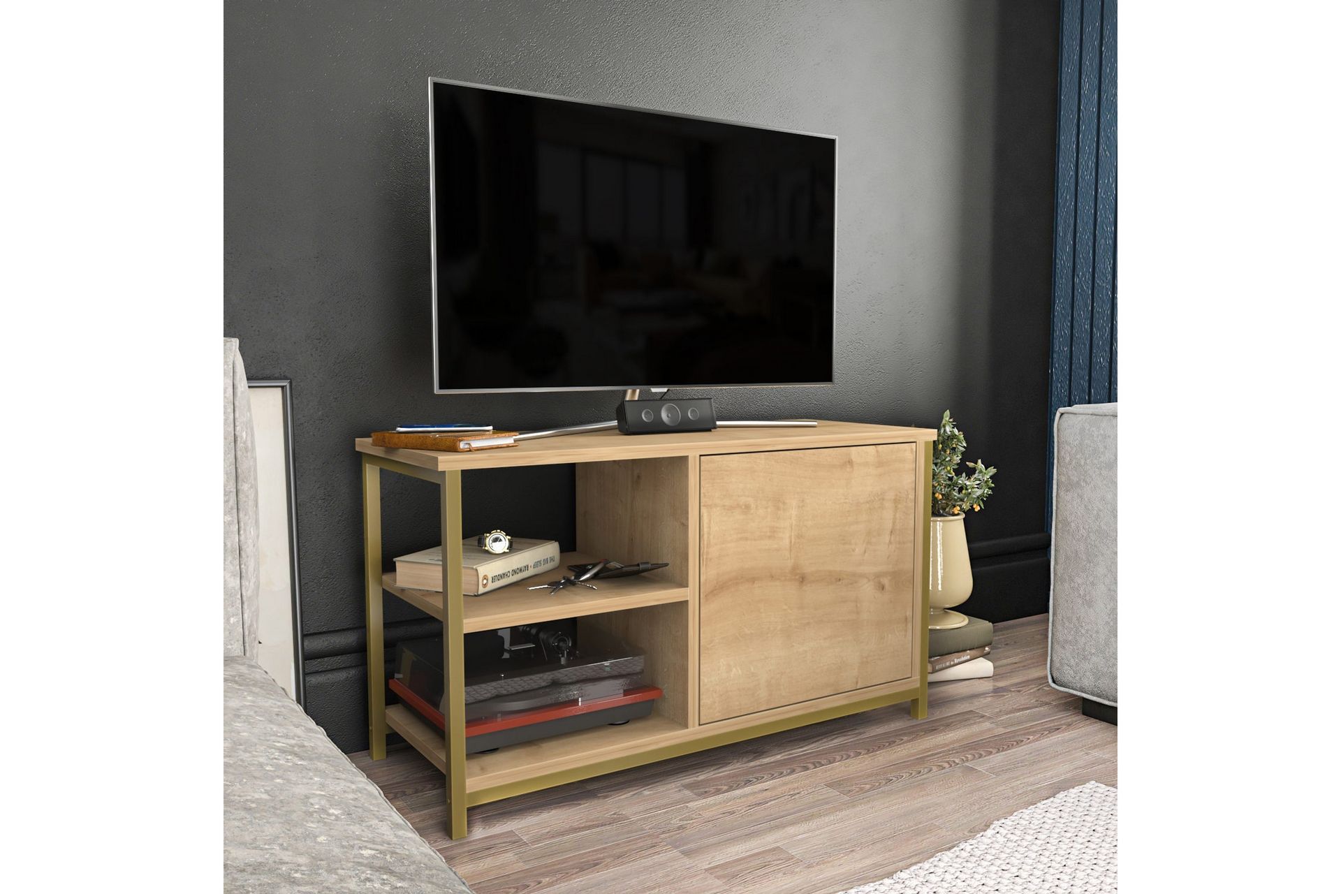 Desgrar Tv-benk 89,6x50,8 cm - Gull - Møbler - Mediamøbel & tv møbel - TV-benk & mediabenk