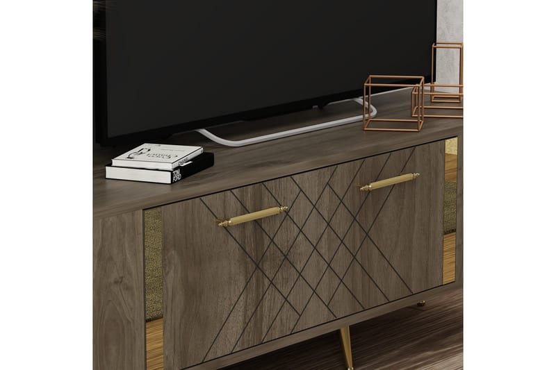 Detas TV-benk 150x35 cm Brun/Gull - Hanah Home - Møbler - Mediamøbel & tv møbel - TV-benk & mediabenk