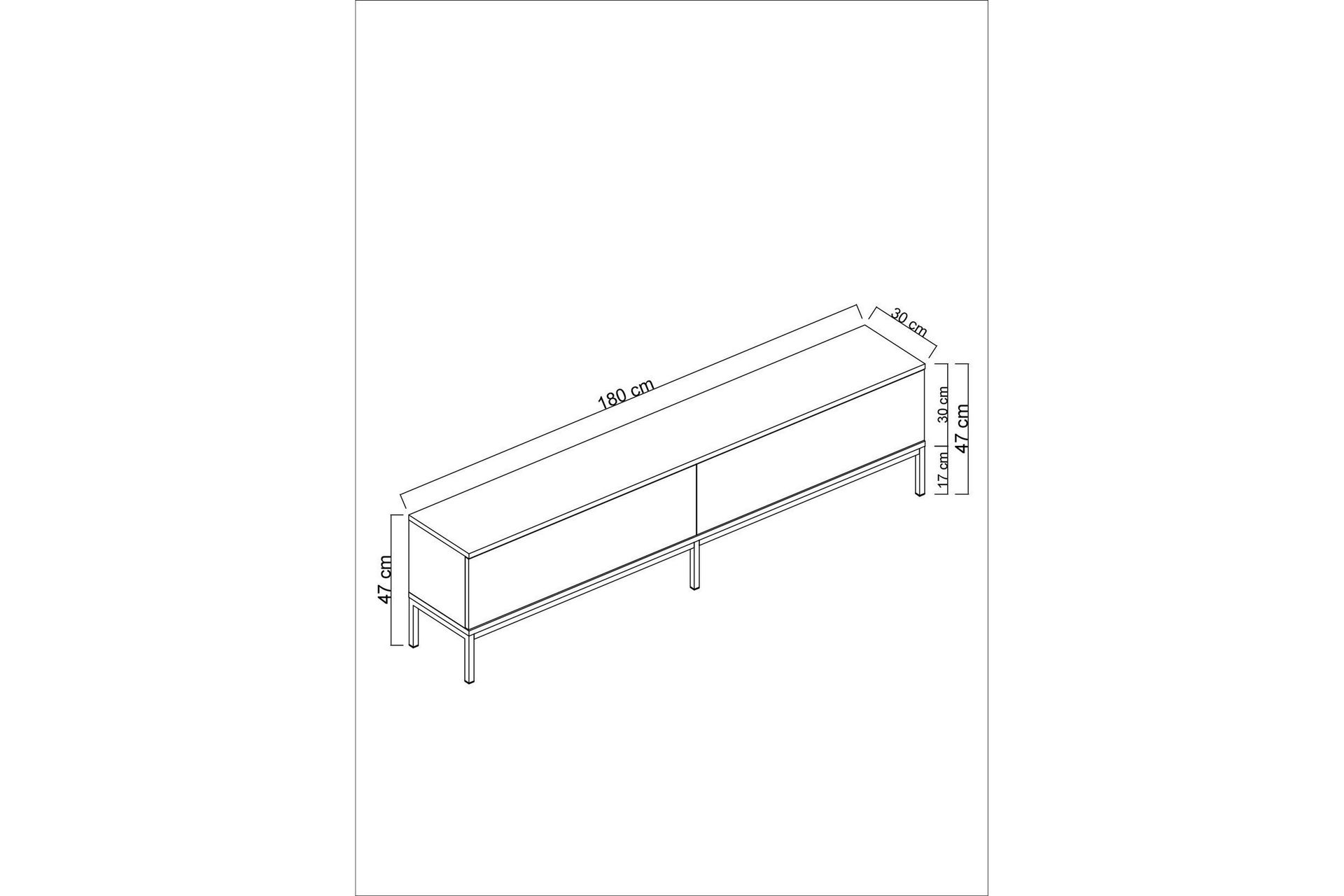 Dorlord TV-benk 180 cm - Hvit/Sølv - Møbler - Mediamøbel & tv møbel - TV-benk & mediabenk