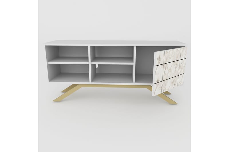 Einbeck TV-benk 130 cm - Hvit/Gull - Møbler - Mediamøbel & tv møbel - TV-benk & mediabenk