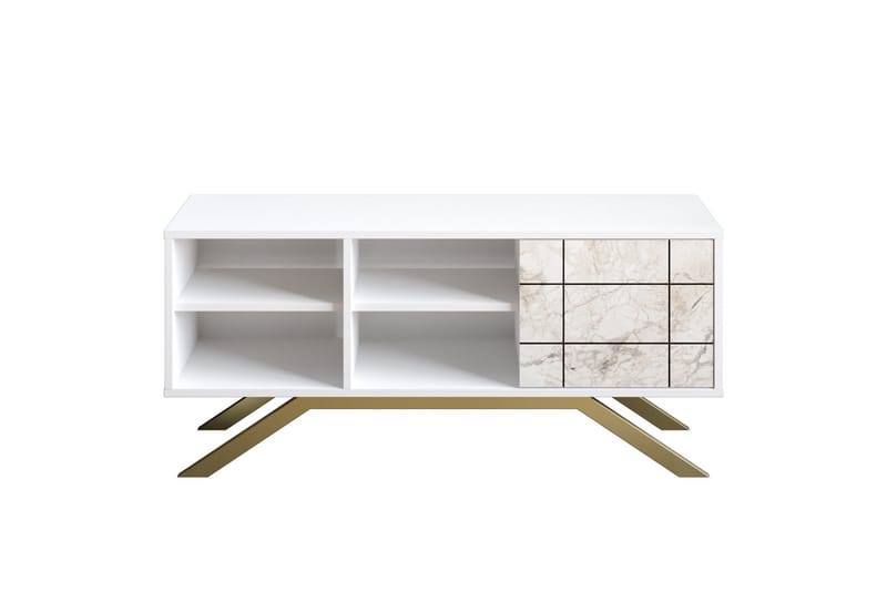Einbeck TV-benk 130 cm - Hvit/Gull - Møbler - Mediamøbel & tv møbel - TV-benk & mediabenk