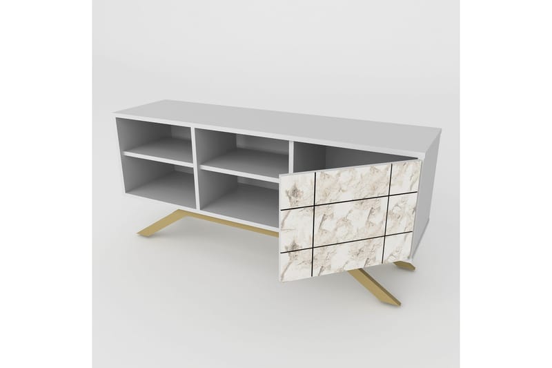 Einbeck TV-benk 130 cm - Hvit/Gull - Møbler - Mediamøbel & tv møbel - TV-benk & mediabenk
